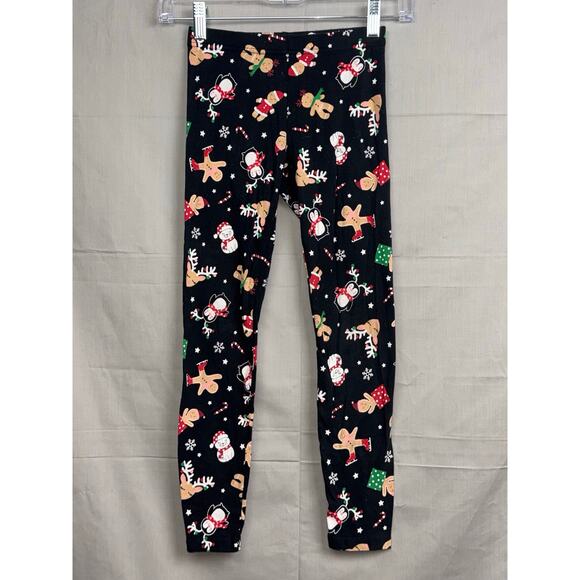 Girls Holiday Time Black Leggings with Holiday Animals, Size M (7/8) - Picture 1 of 4